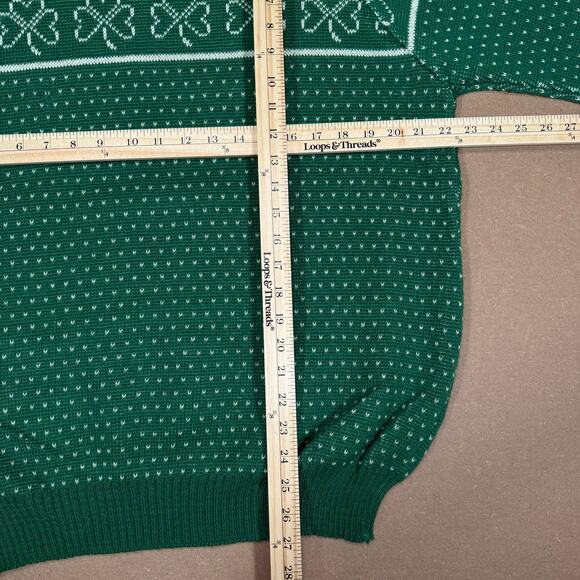Vintage Wool Sweater Shamrock Irish Green St Patrick’s Day 80s Blarney Castle  L - Picture 8 of 8